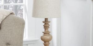 Brown Washed Wood Table Lamp