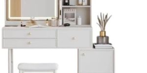 Modern Makeup Vanity with LED & Charging Port