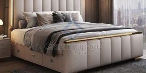 Wooden Upholstery Bed With Side Storage