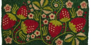Rectangle Floral Green Handmade Door Mat