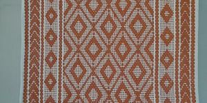 Rectangular White and Orange Cotton Door Mat