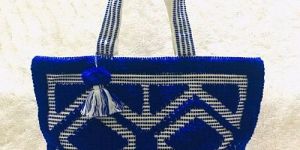 Soft Cotton Blue Handmade Tote Bag