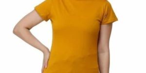 Ladies Plain Cotton Turtle Neck T Shirt