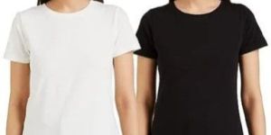 Ladies Plain Poly Cotton Round Neck T Shirt