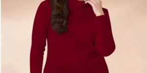 Ladies Poly Cotton Full Sleeve Turtle Neck T Shirt