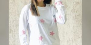 Ladies Printed Full Sleeve Cotton Round Neck T Shirt