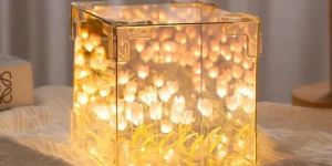 DIY Tulips Cube Mirror Lamp
