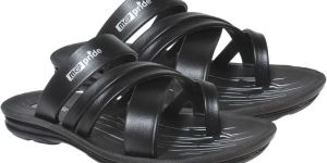 M-5687 Mens Fancy Black Rexine Slippers