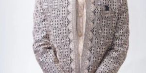 Men Royal Beige & Black Indo-Western Jacket