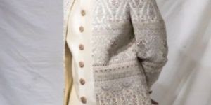 Mens Ivory Embroidered Indo-Western Sherwani Set