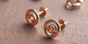 Levana Rose Gold Double Circle Stud Earrings Unisex