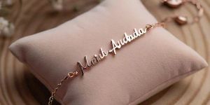 Mara Rose Gold Newborn Personalized Infant Name Bracelet
