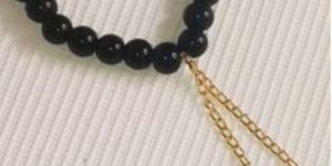 Black Beaded Charm Bracelet