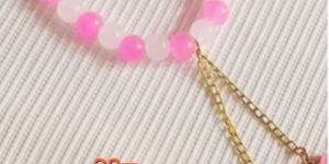 Pink & White Beaded Charm Bracelet