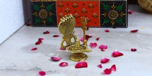 Metal Shivling with Sheshnaag and Trishul Statue