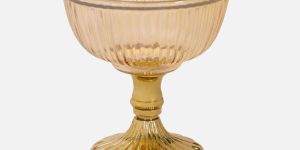 elegant gold ribbed glass pedestal bowl decorative serving cup
