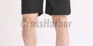 Mens Plain Black Cotton Shorts with Back Pocket