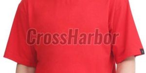 Mens Red Round Neck Cotton Oversize T-Shirt