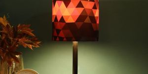 BLACK BASE BLACK ROD PRINTED TABLE LAMP