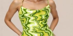 Ladies Green Printed Bodycon Dress