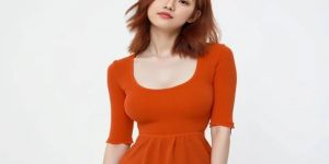 Ladies Lycra Plain Orange Top