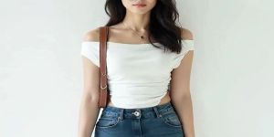Ladies Lycra White Draped Crop Top