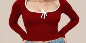 Ladies Maroon Lycra Plain Top