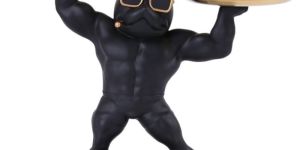 Bulldog Statue Desk Storage Tray