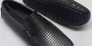 leather black loafer shoes