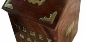 Wooden Hut Shape Money Bank