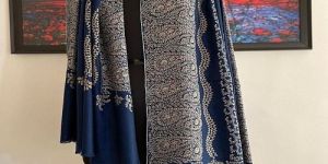 Blue Pure Pashmina Jaal Shawl