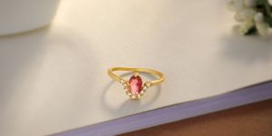 Ladies Designer Gold Plated Gemstone Ring