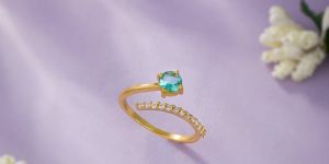 Ladies Fancy Green Gemstone Gold Plated Ring