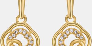 Ladies Gold Plated White Zircon Stone Earrings