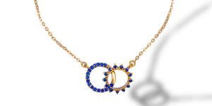 Ladies Sun Moon Classy Gold Plated Pendant With Chain