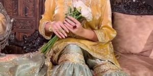 pakistani yellow gown