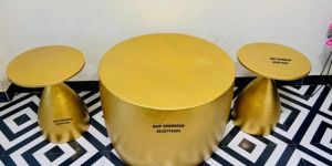 MS Iron Gold Powder Finished Hamit Design Coffee Table