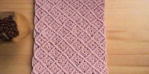 Handmade Mini Crochet Table Runner Light Pink