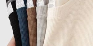 micro polyester waffle knitted round neck t shirt