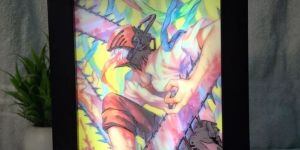 chainsaw man 2 painting art frame night light