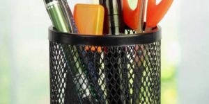 Round Black Iron Mesh Pen Holder