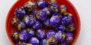 Purple Marble Print Glass Beads