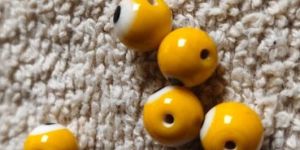 Mustard Yellow Evil Eye Glass Beads