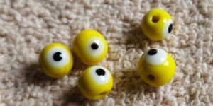 Yellow Evil Eye Glass Beads