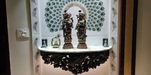 Marble Temple Background Peacock Feathers