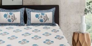 Floral Print Hand Block Printed Cotton Bed Sheet Set