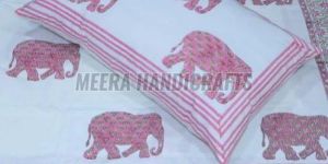 Elephant Hand Block Printed Cotton Bed Sheet Set
