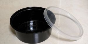 300ml Black Plastic Round Food Container