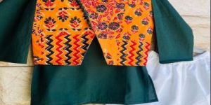 Boys Printed Kurta Pajama with Jacket