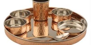 COPPER STEEL BHOJAN THALI SET